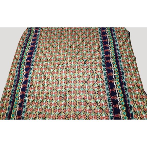 Aghabani Tablecloth & 12 Napkins Set Multicolor Embroidered on Blue 96x56 Inches - Picture 2 of 14
